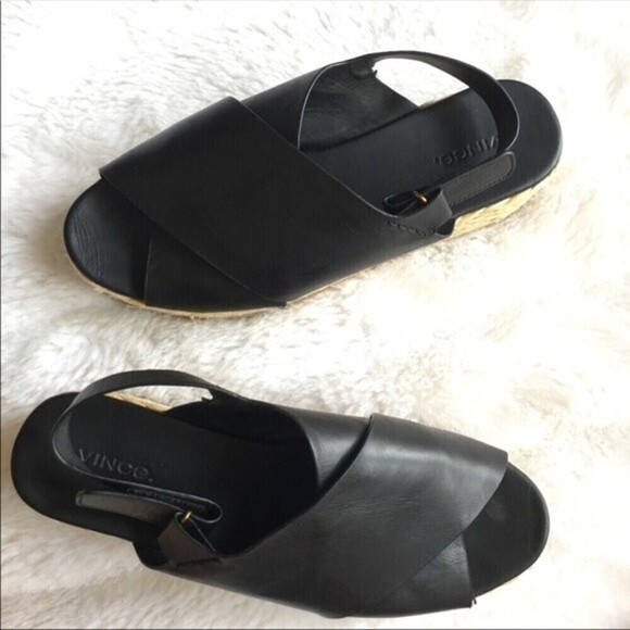 Vince‎ Jesson Leather Espadrille Platform Sandals - Picture 5 of 12